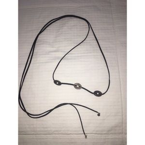 Black choker tie necklace